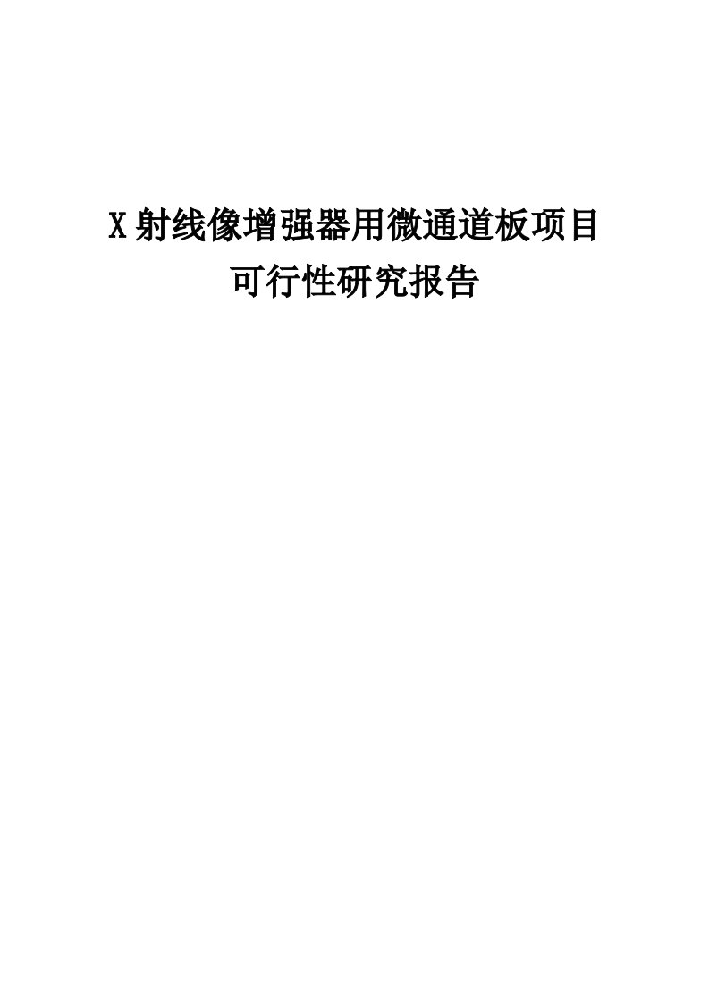 X射线像增强器用微通道板项目可行性研究报告