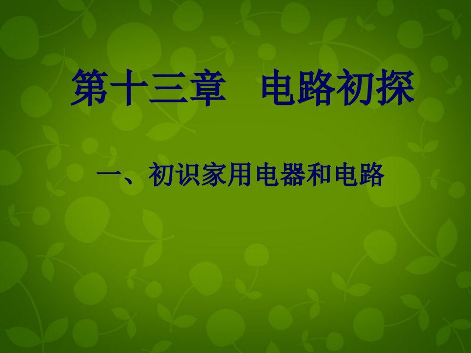 【苏科版】九年级物理上册：13.1《初识家用电器和电路》