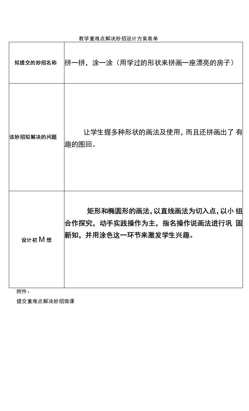 1教学重难点解决妙招设计方案表单