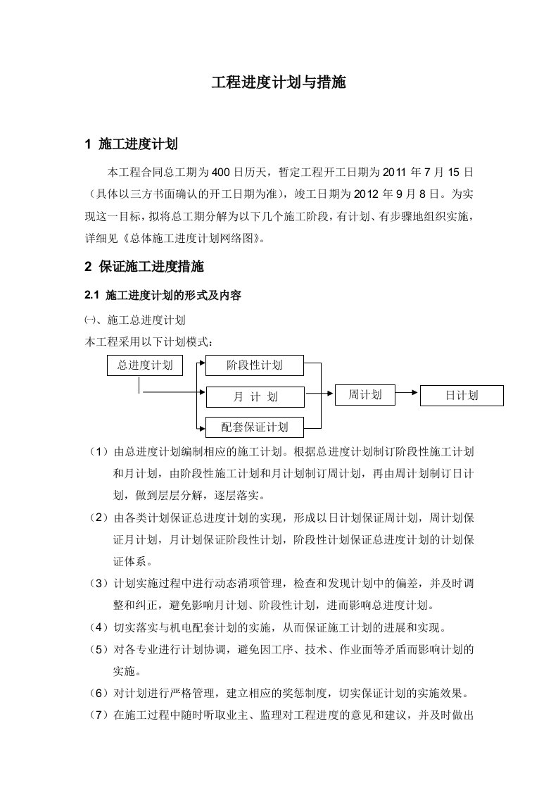 工程进度计划与措施