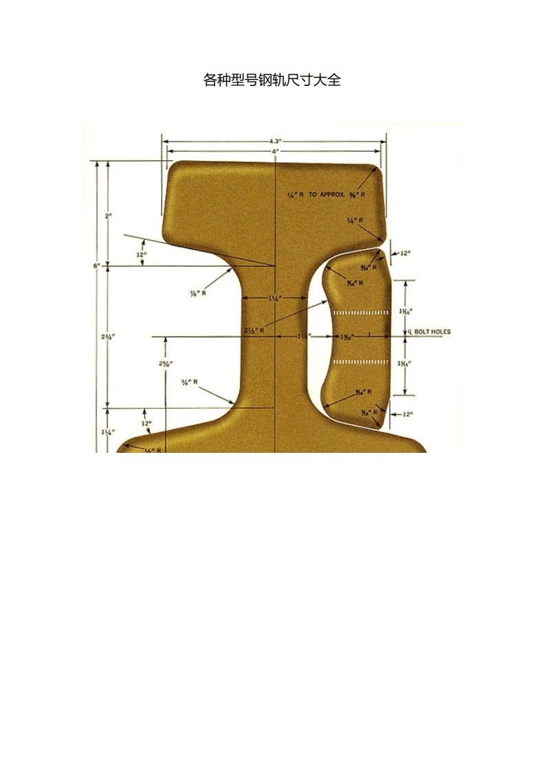 各种型号钢轨尺寸大全