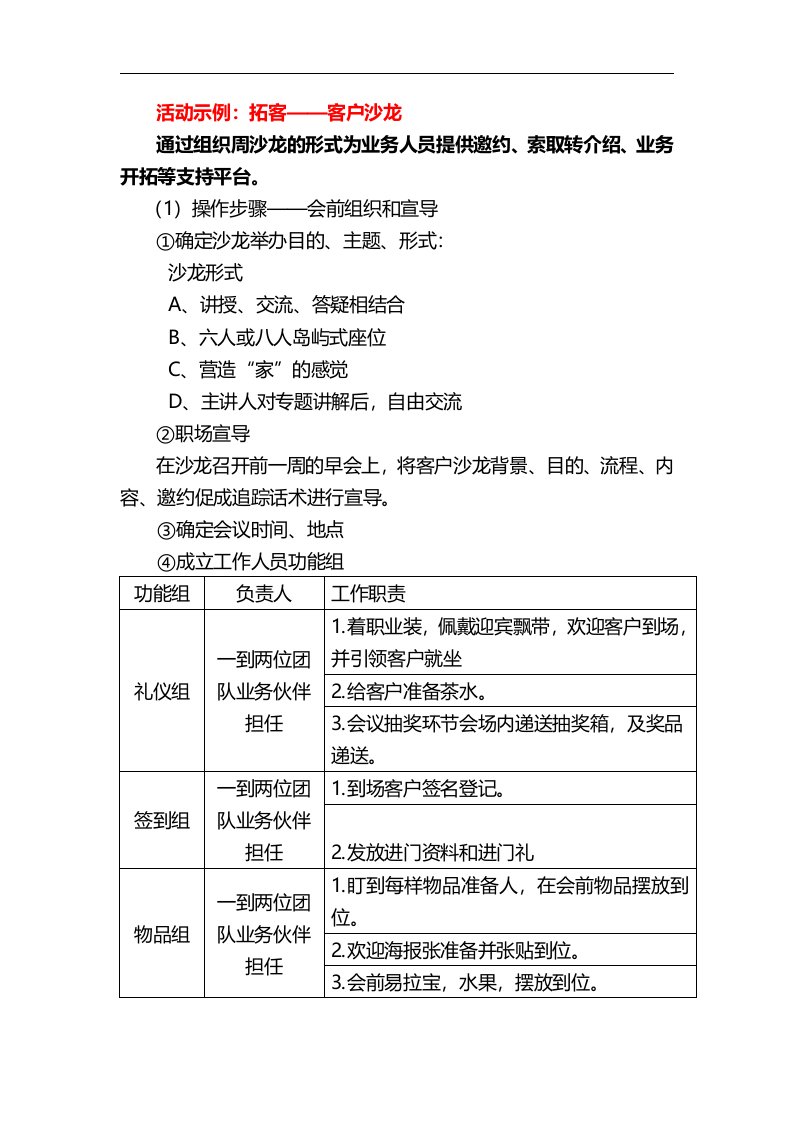 拓客活动示例客户沙龙操作手册