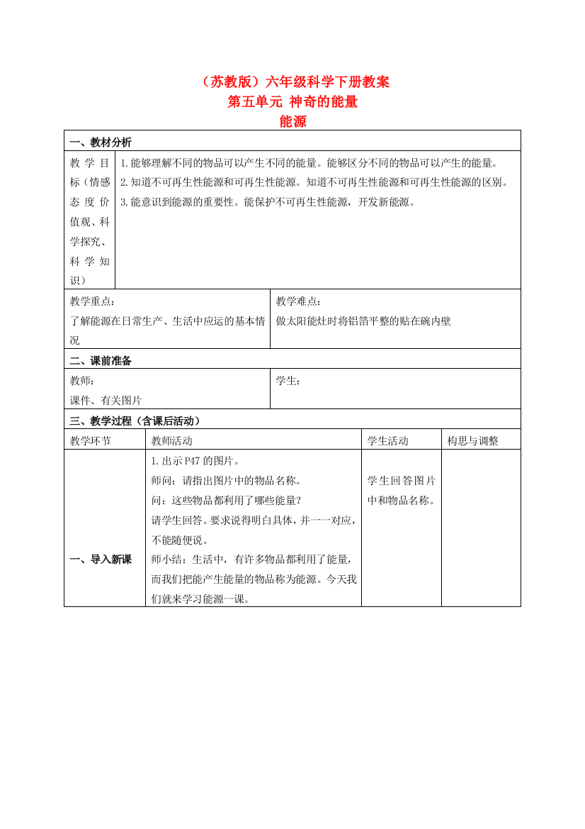 六年级科学下册