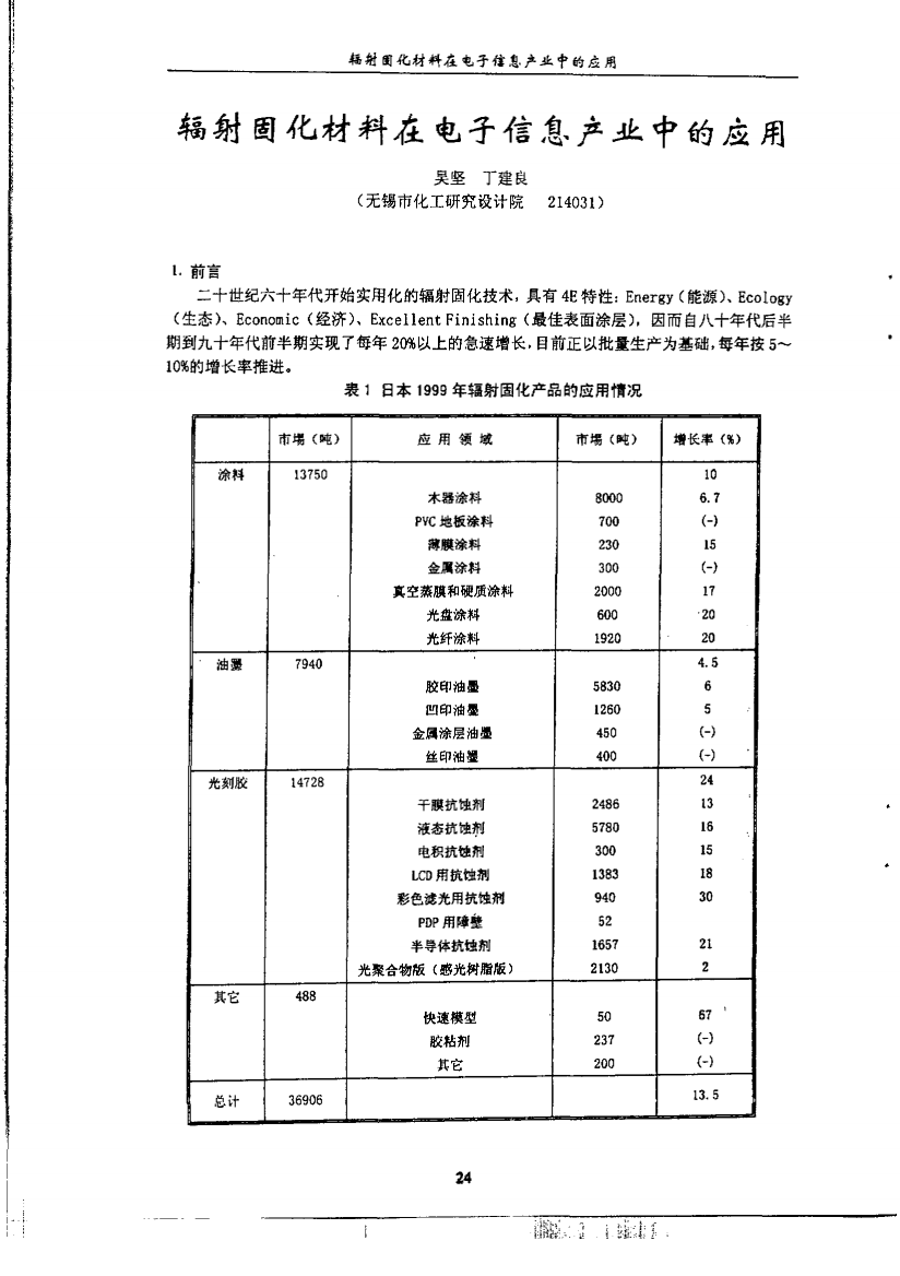 辐射固化材料在电子信息产业中的应用