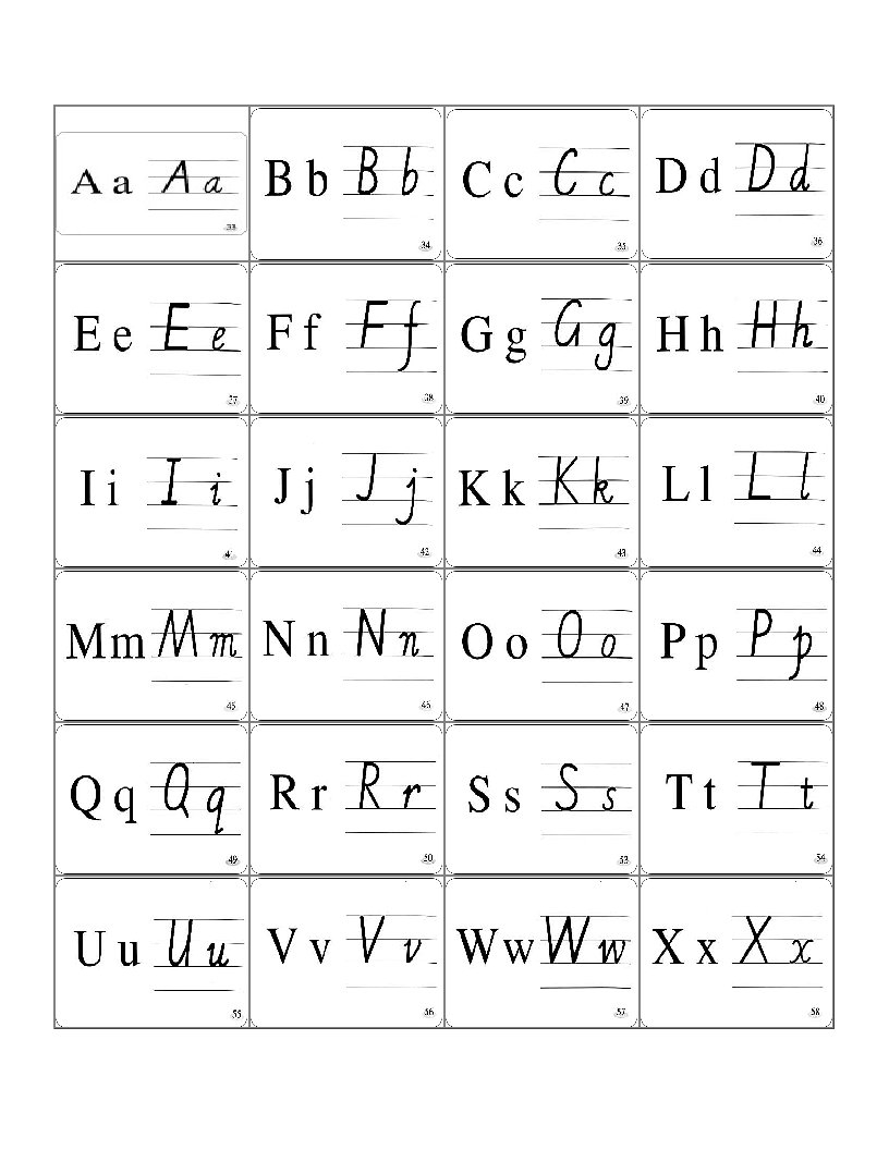 26个英文字母印刷体与手写体对照表