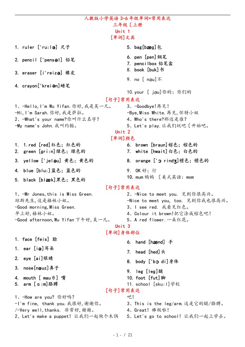 人版小学英语3