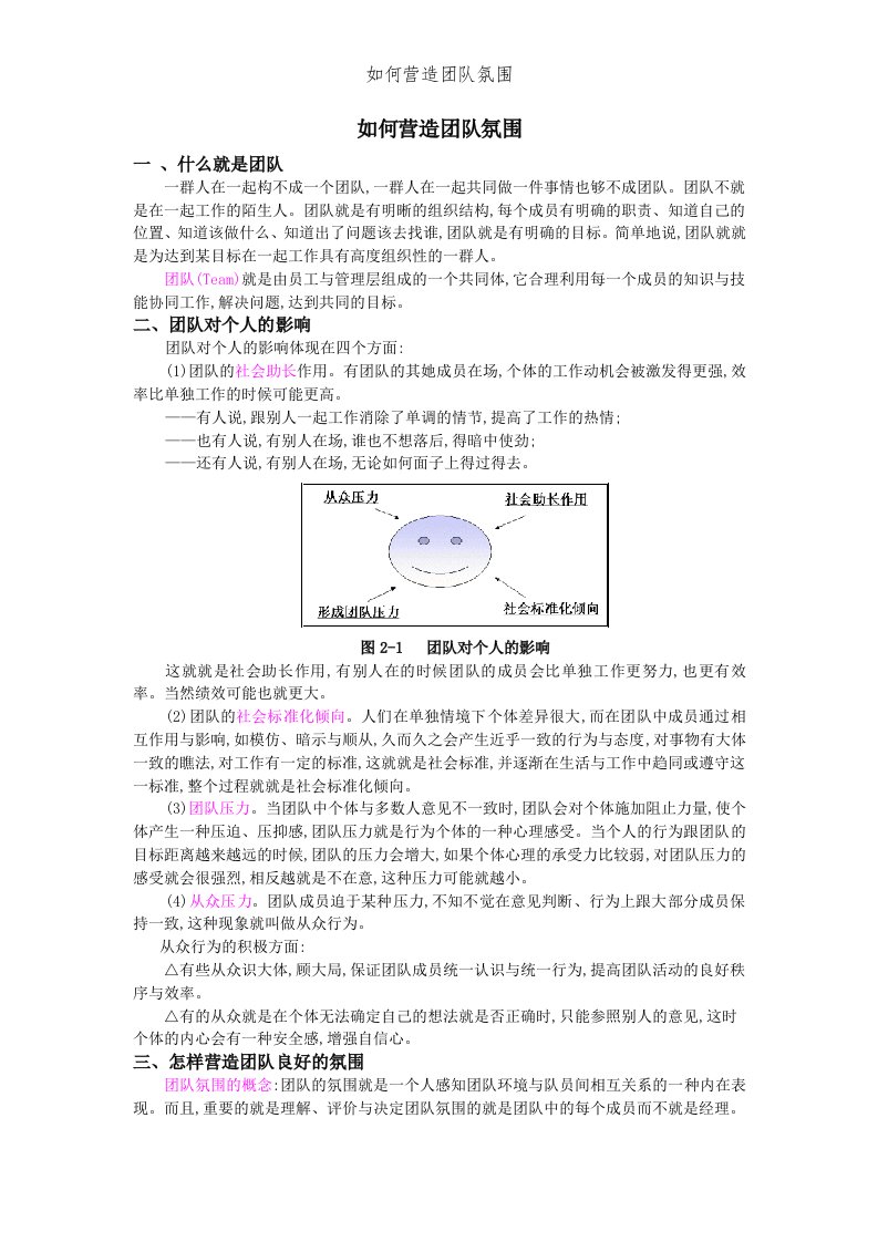 如何营造团队氛围