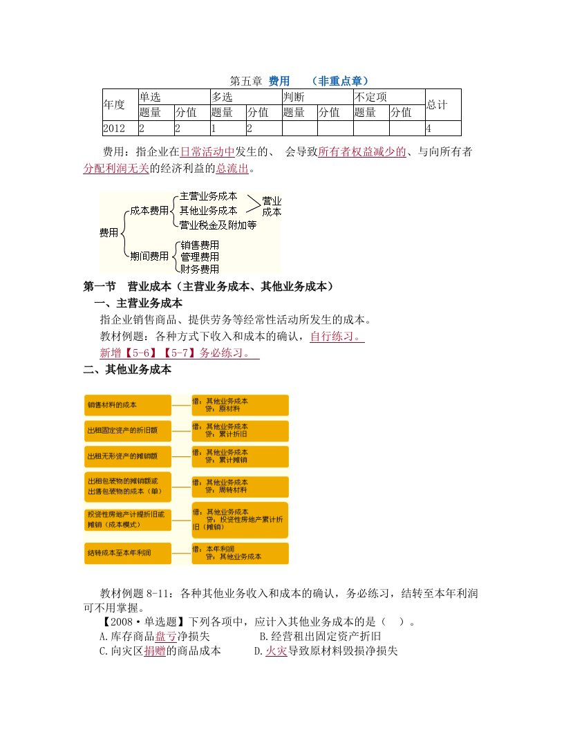 第一节+营业成本(主营业务成本、其他业务成本)