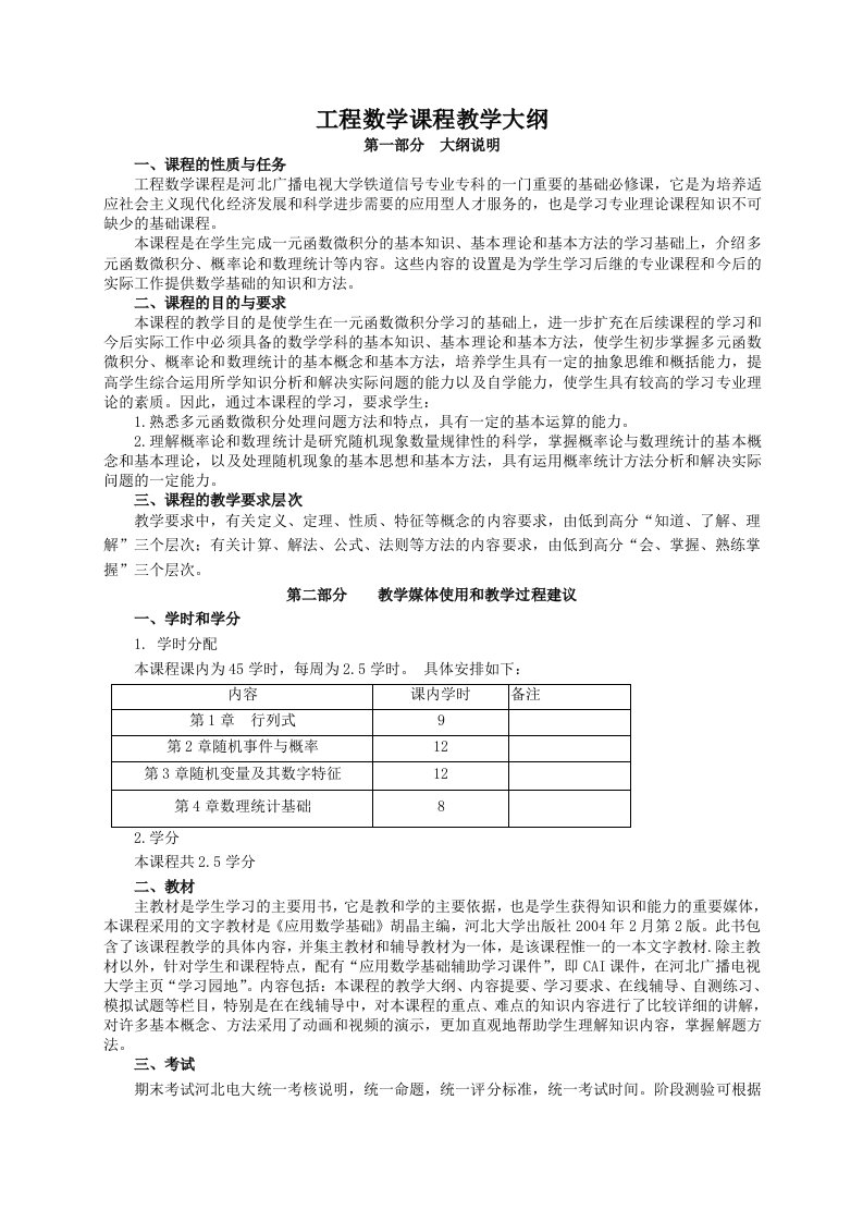 工程数学课程教学大纲2