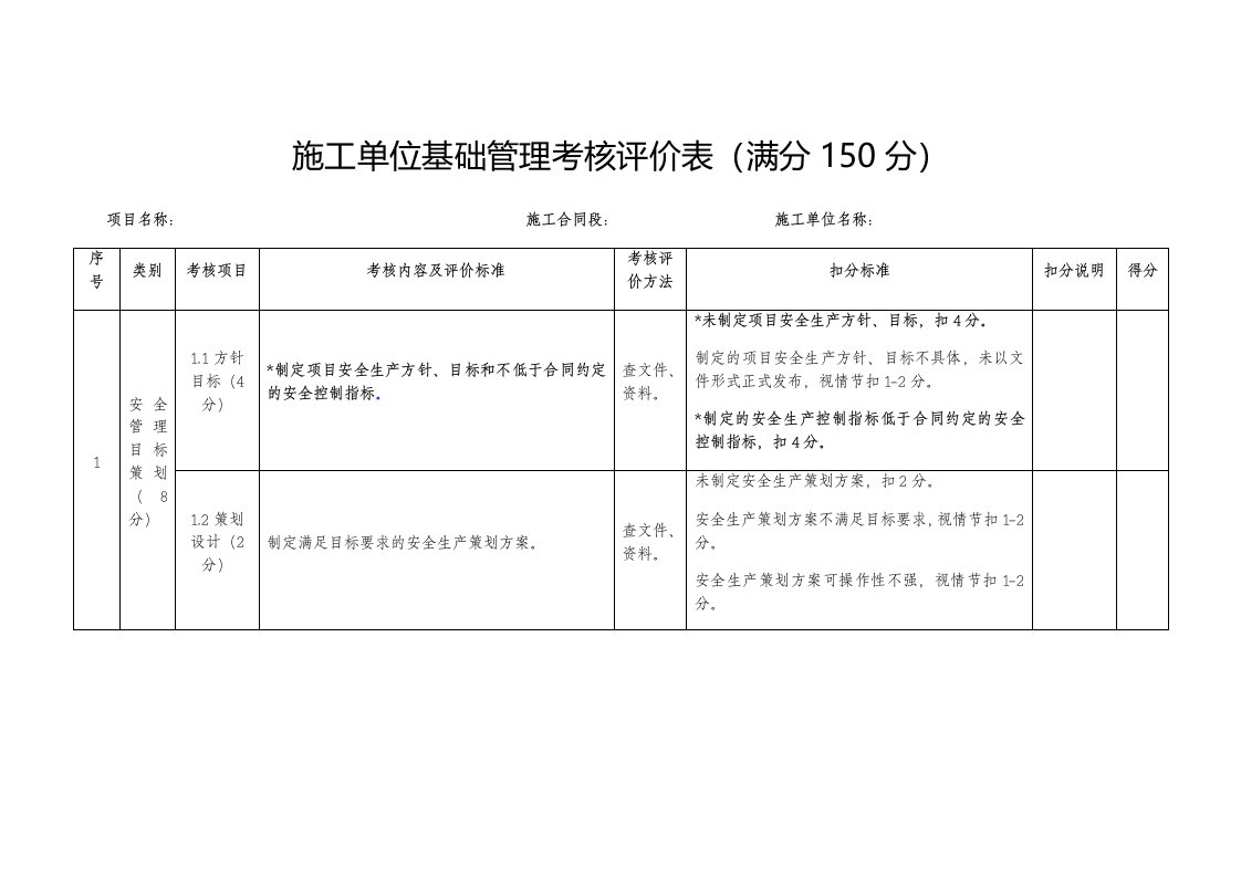 新平安工地考核评价表