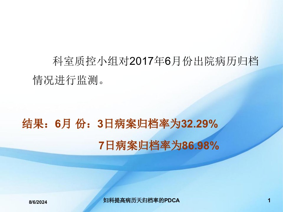 2021年妇科提高病历天归档率的PDCA