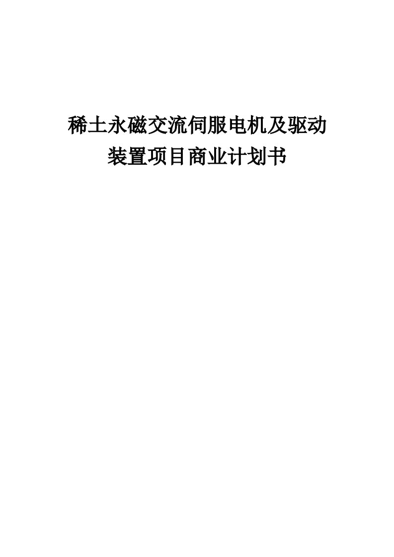 稀土永磁交流伺服电机及驱动装置项目商业计划书