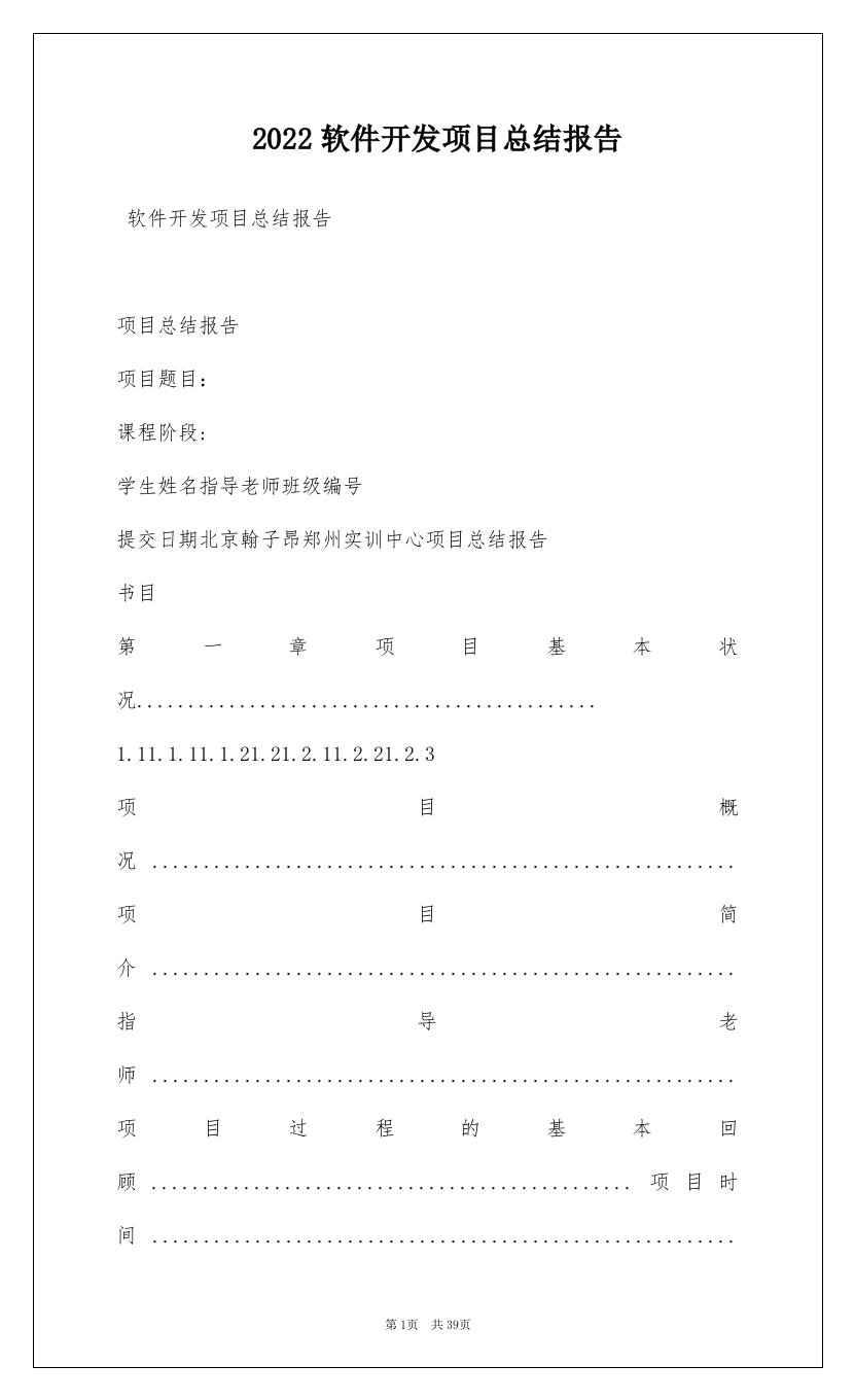 2022软件开发项目总结报告