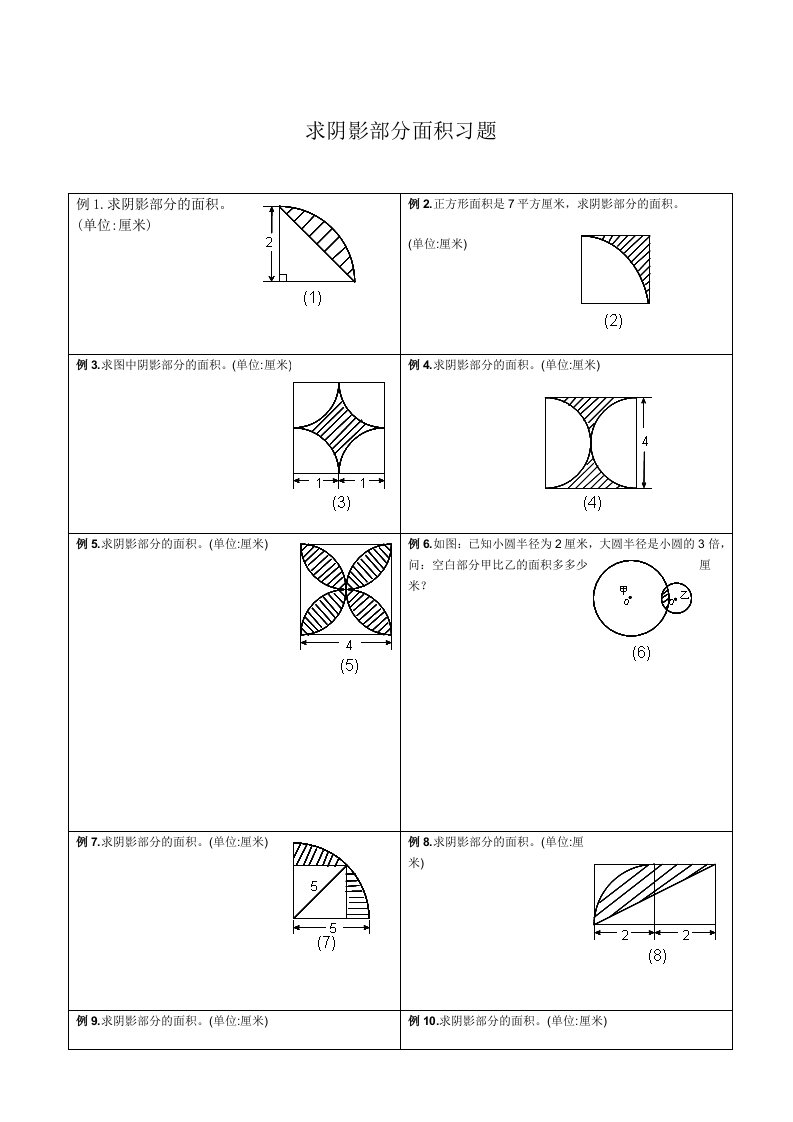 求阴影部分面积习题