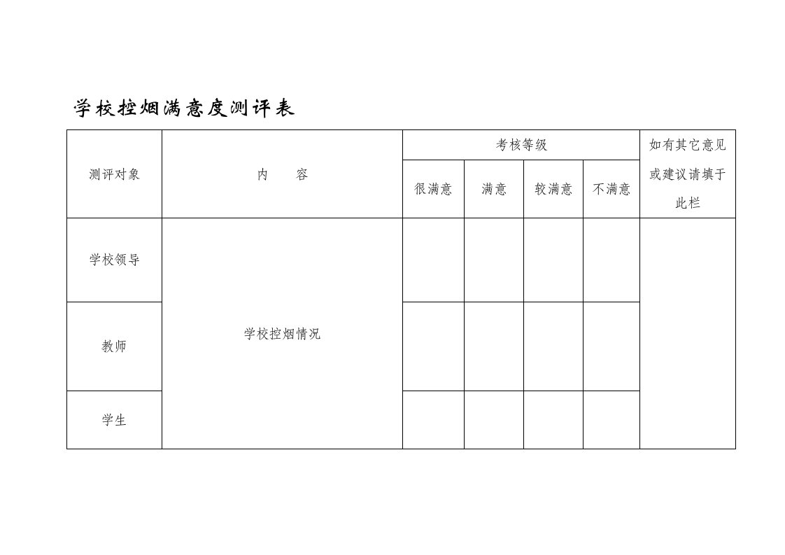 控烟健康知识调查问卷