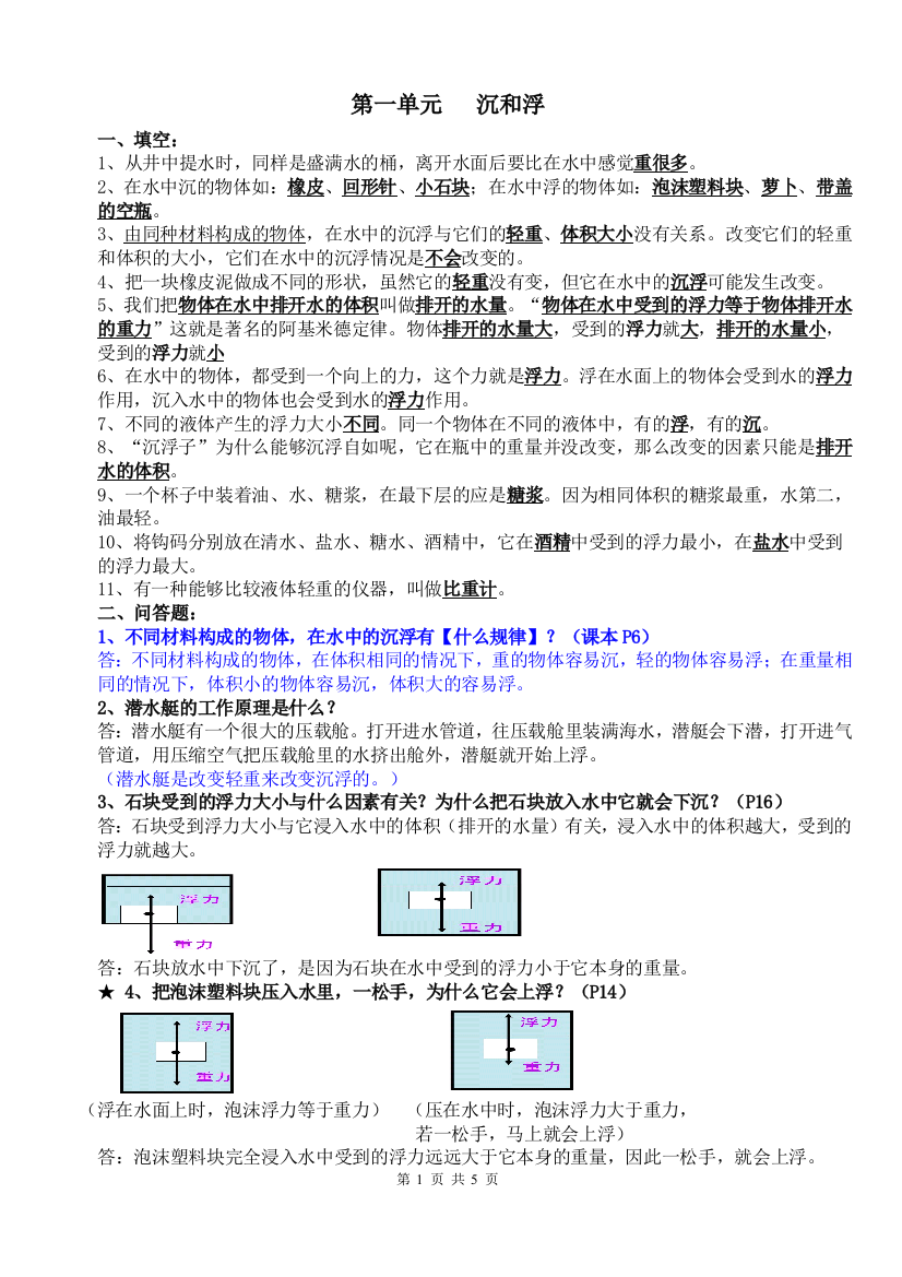 (完整版)教科版五年级下册科学知识点整理