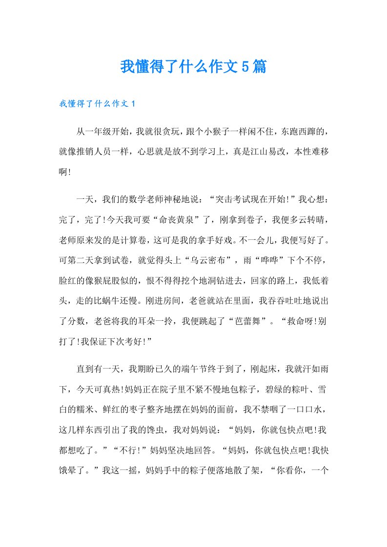 我懂得了什么作文5篇