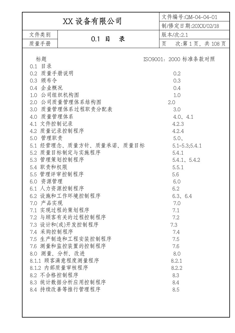 质量管理手册8