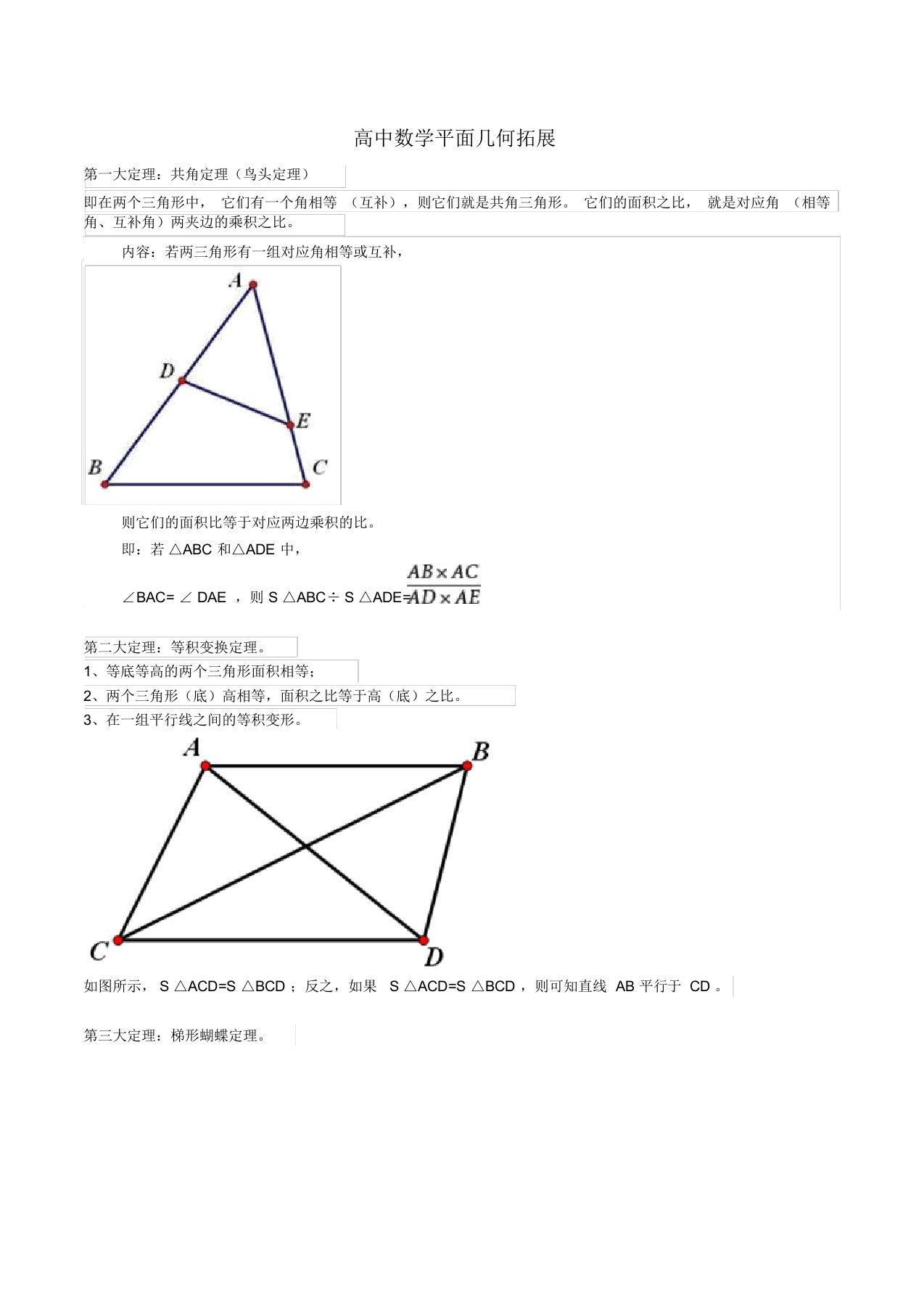 高中数学平面几何拓展-数学竞赛知识