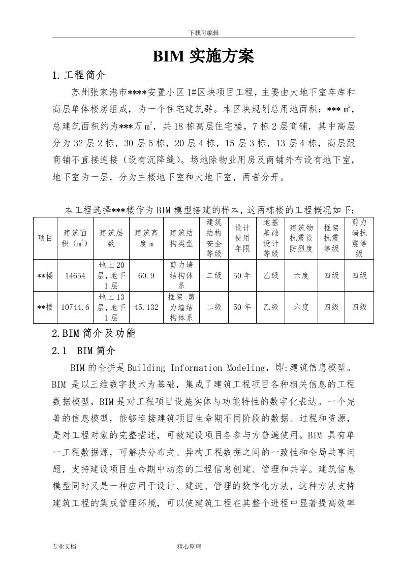 BIM实施计划方案