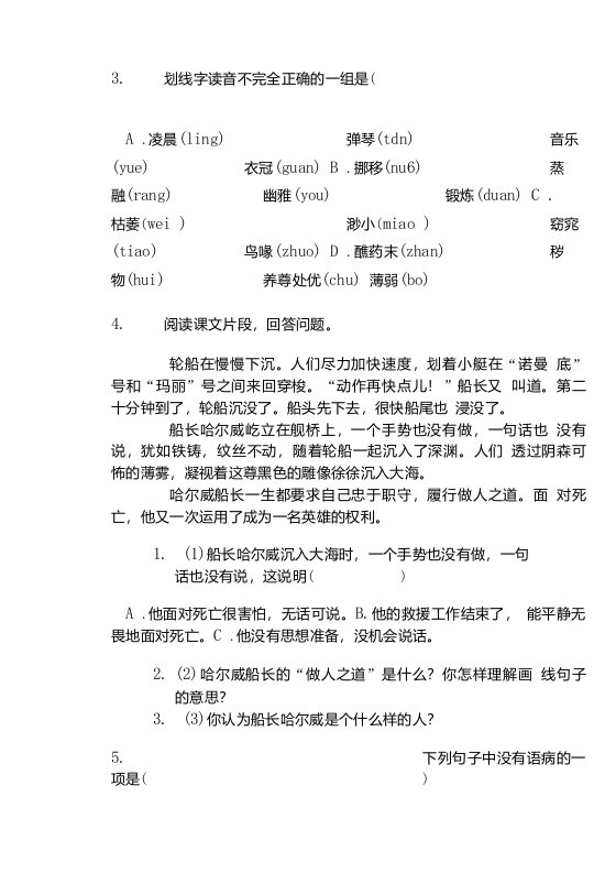 小学语文小升初复习突破真题模拟试卷卷(一)