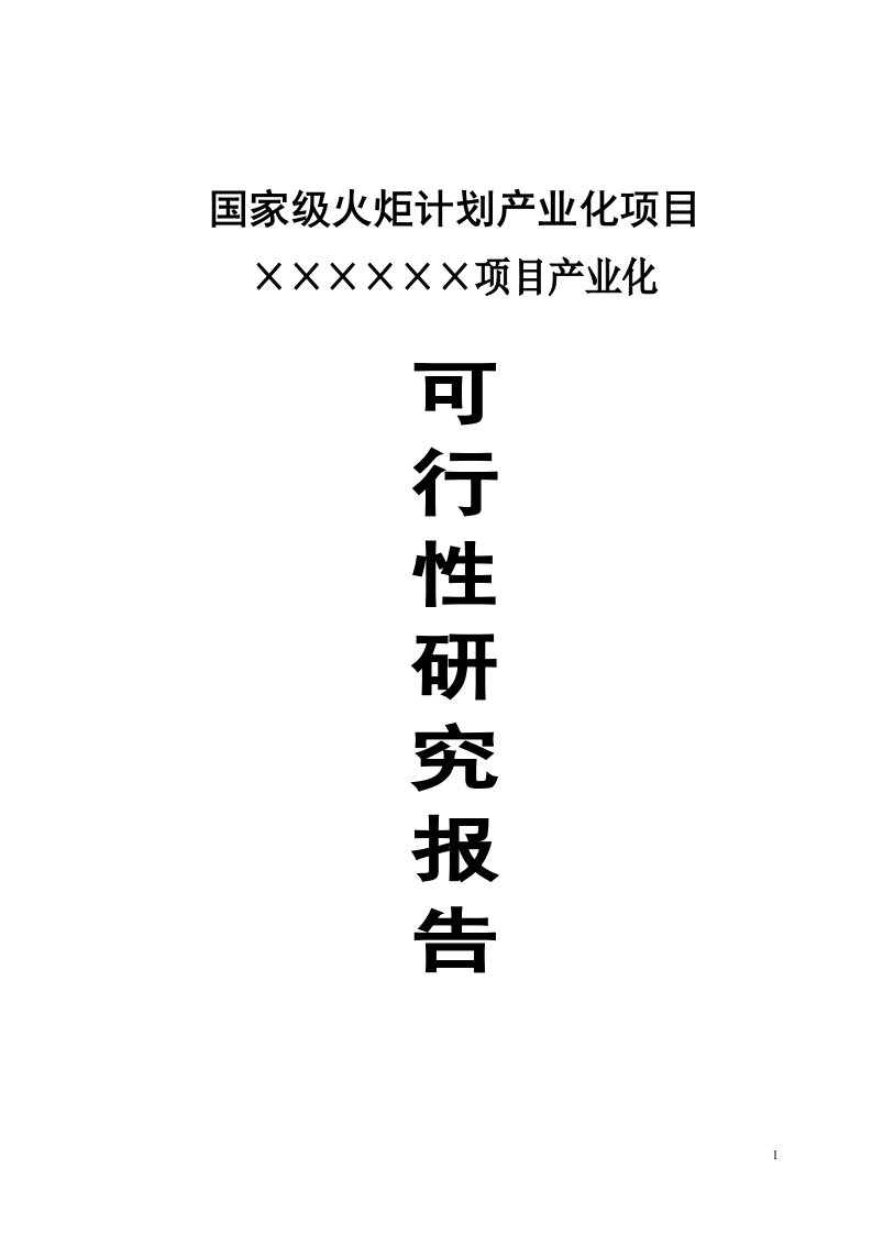 国家级火炬计划产业化项目可行性研究报告