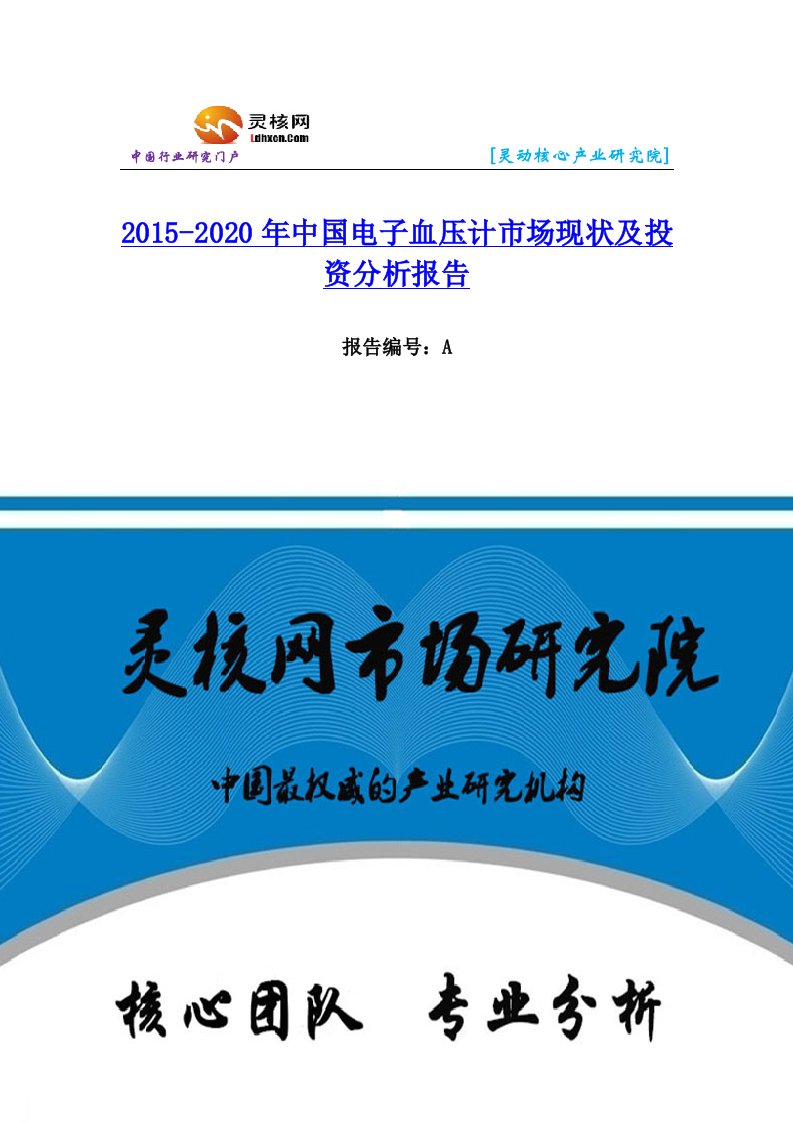 中国电子血压计行业市场分析与发展趋势研究报告灵核网