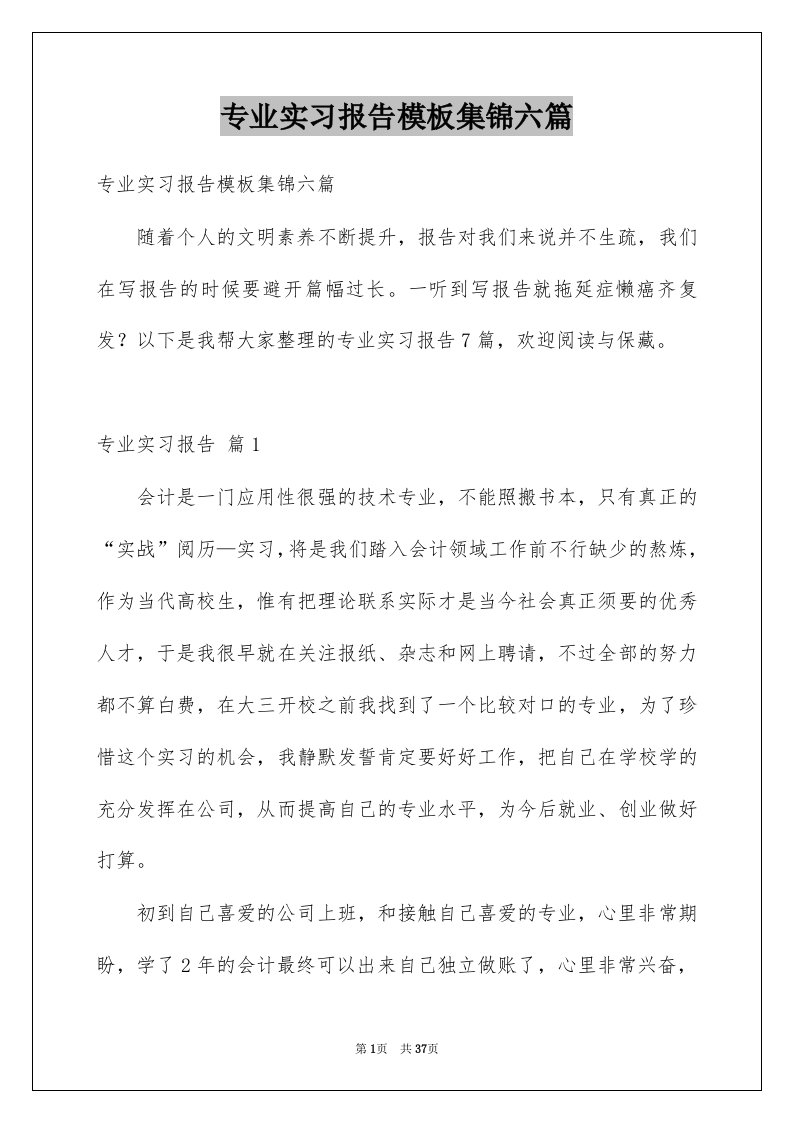 专业实习报告模板集锦六篇精选