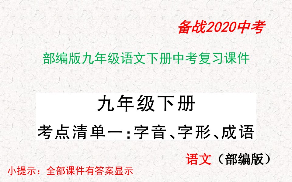 部编版九年级语文下册中考复习ppt课件