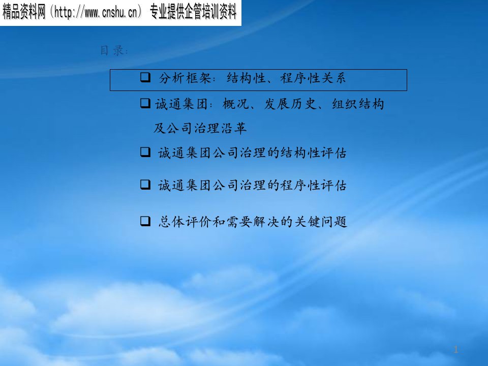 公司治理的结构性评估报告