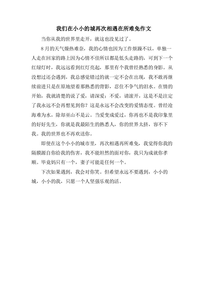 我们在小小的城再次相遇在所难免作文