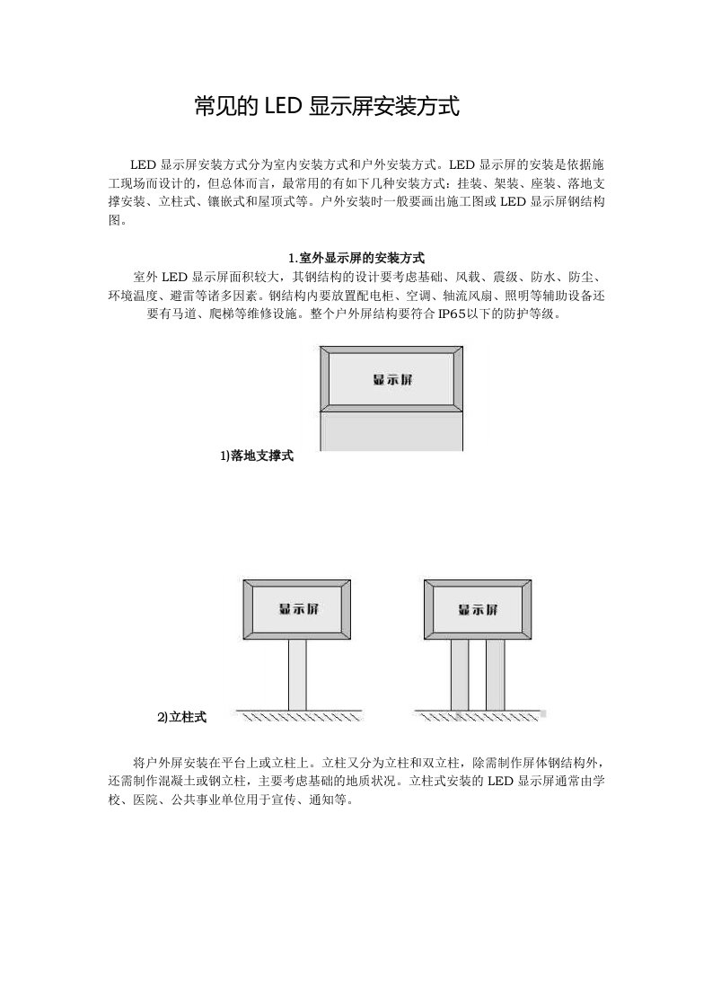 常见的LED显示屏安装方式