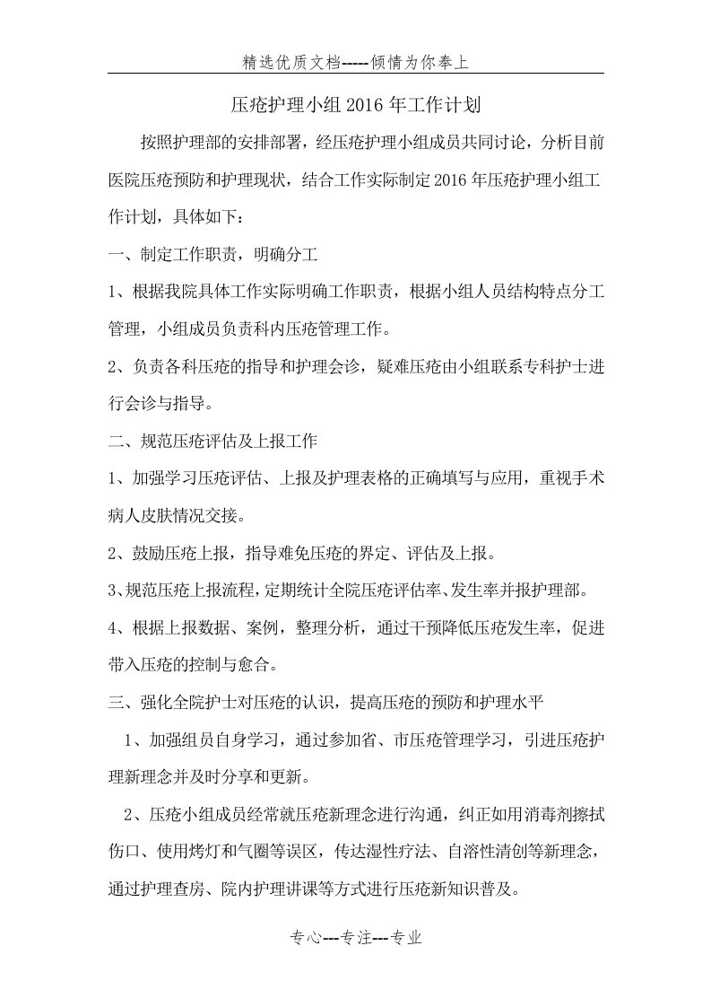 压疮护理小组工作计划(共3页)