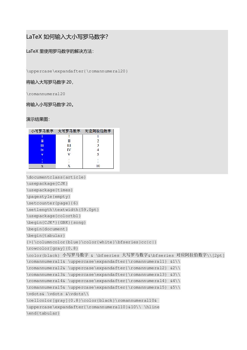 LaTeX里使用罗马数字的解决方法