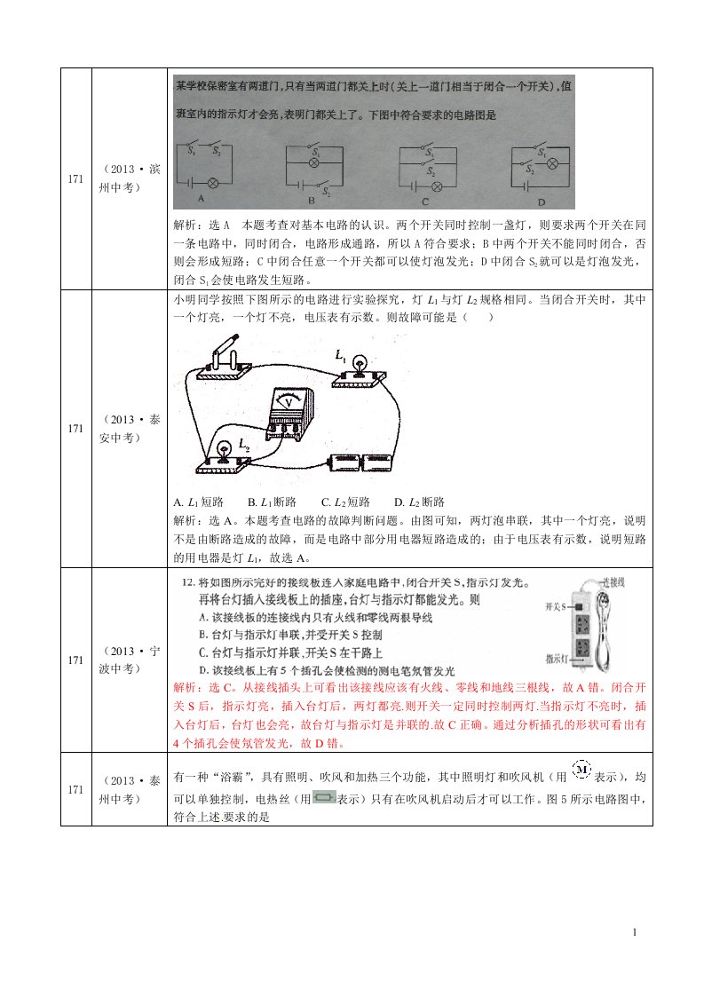 (解析版)2013年中考物理试题分类汇编--简单电路