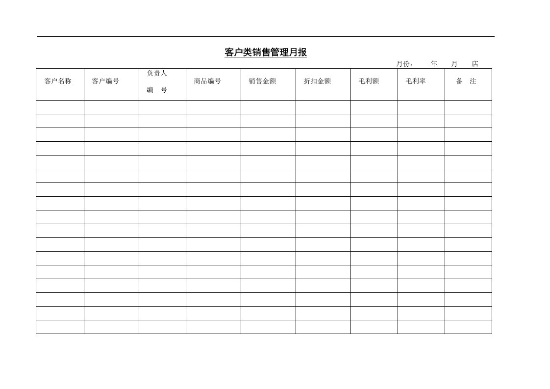 【管理精品】客户类销售管理月报