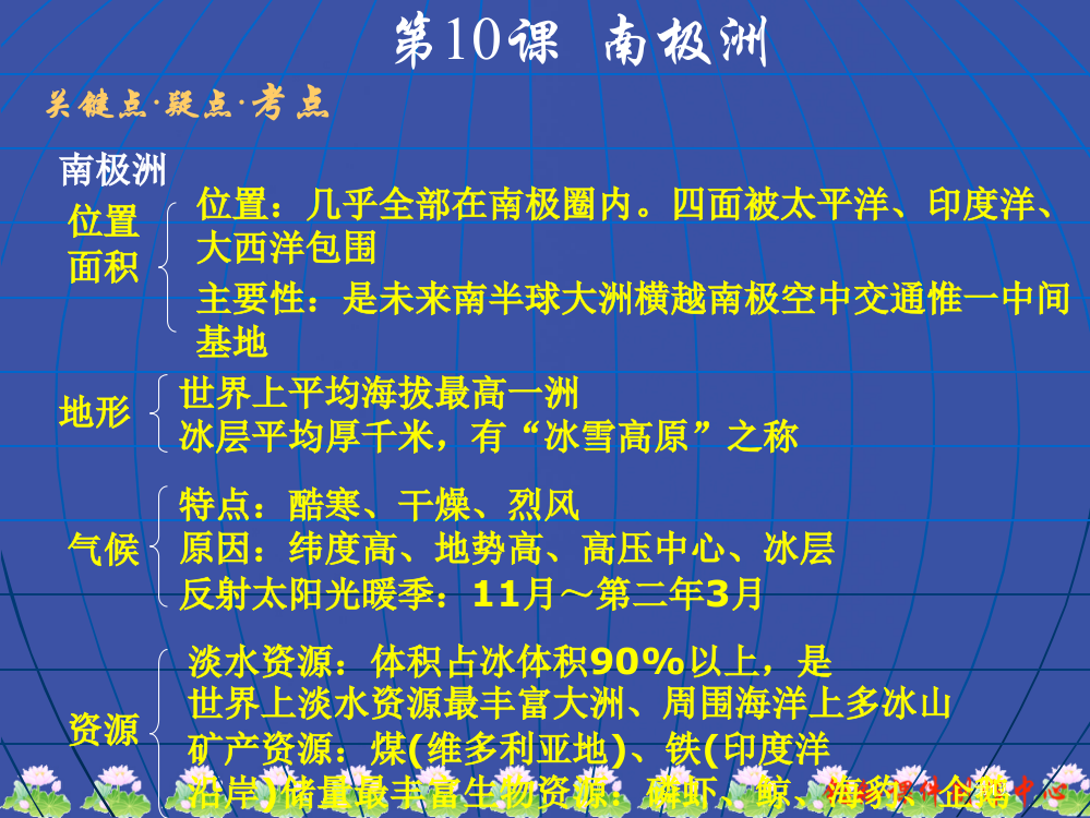 湖南省望城一中高三世界地理复习世界地理第10课--南极洲1省公开课一等奖全国示范课微课金奖PPT课件