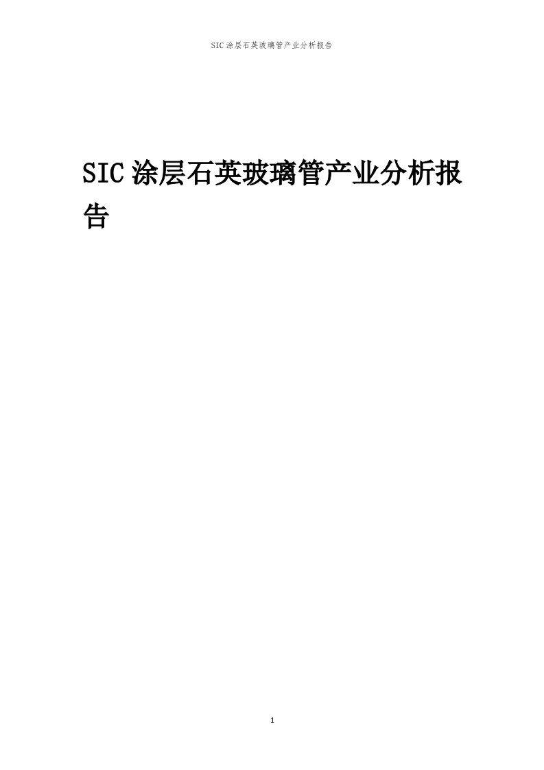 年度SIC涂层石英玻璃管产业分析报告