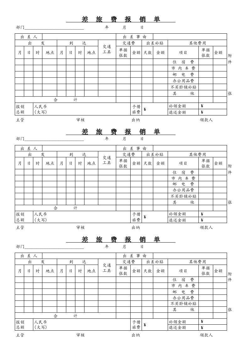 差旅费报销单模板-会计账本系列