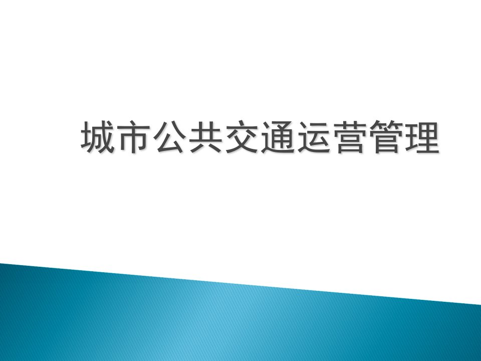 城市公共交通运营管