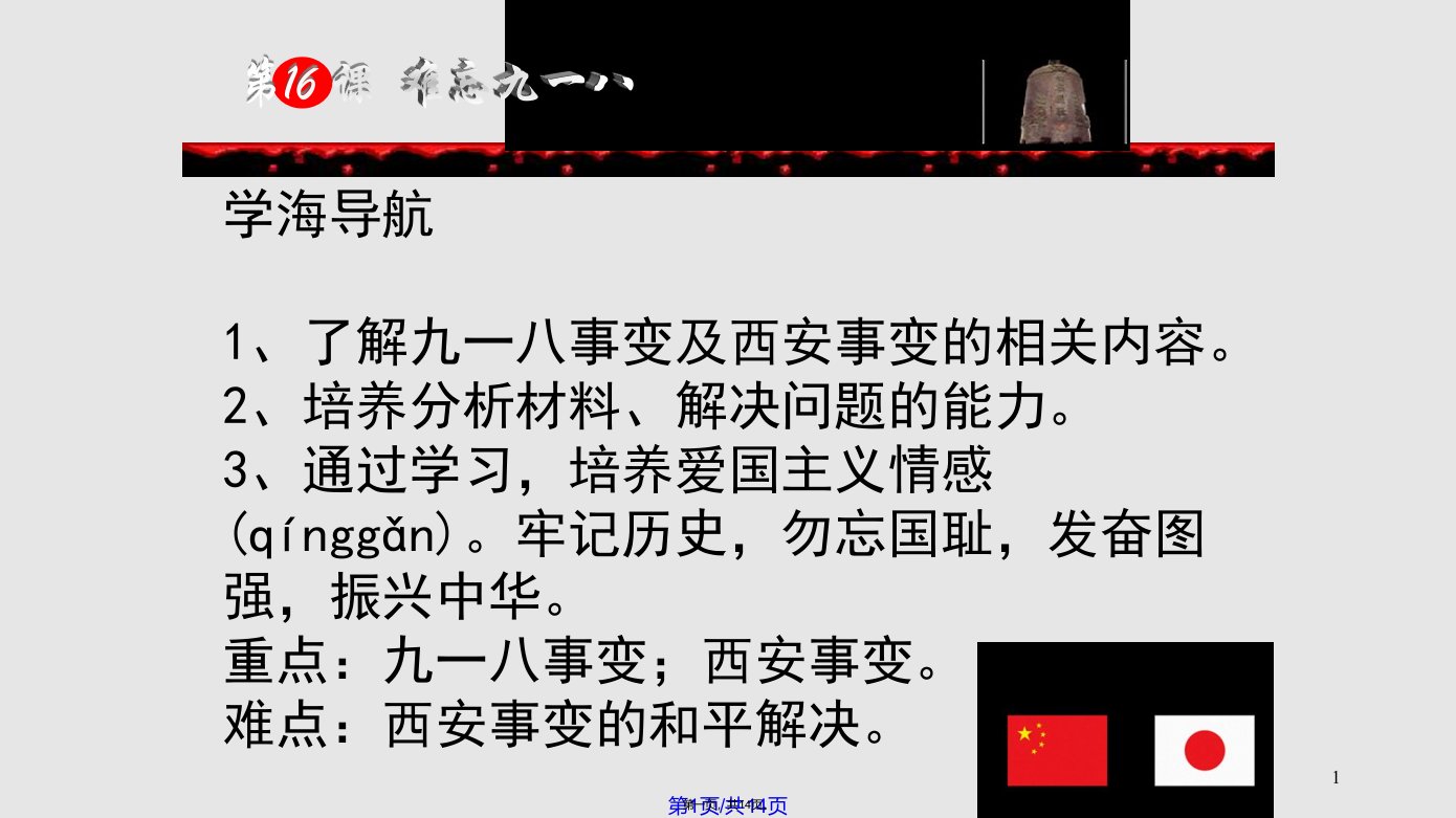 滕州市滕西中学八年级历史难忘九一八课件实用教案