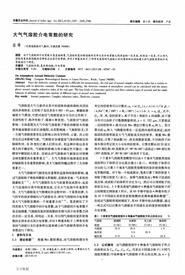 大气气溶胶介电常数的研究