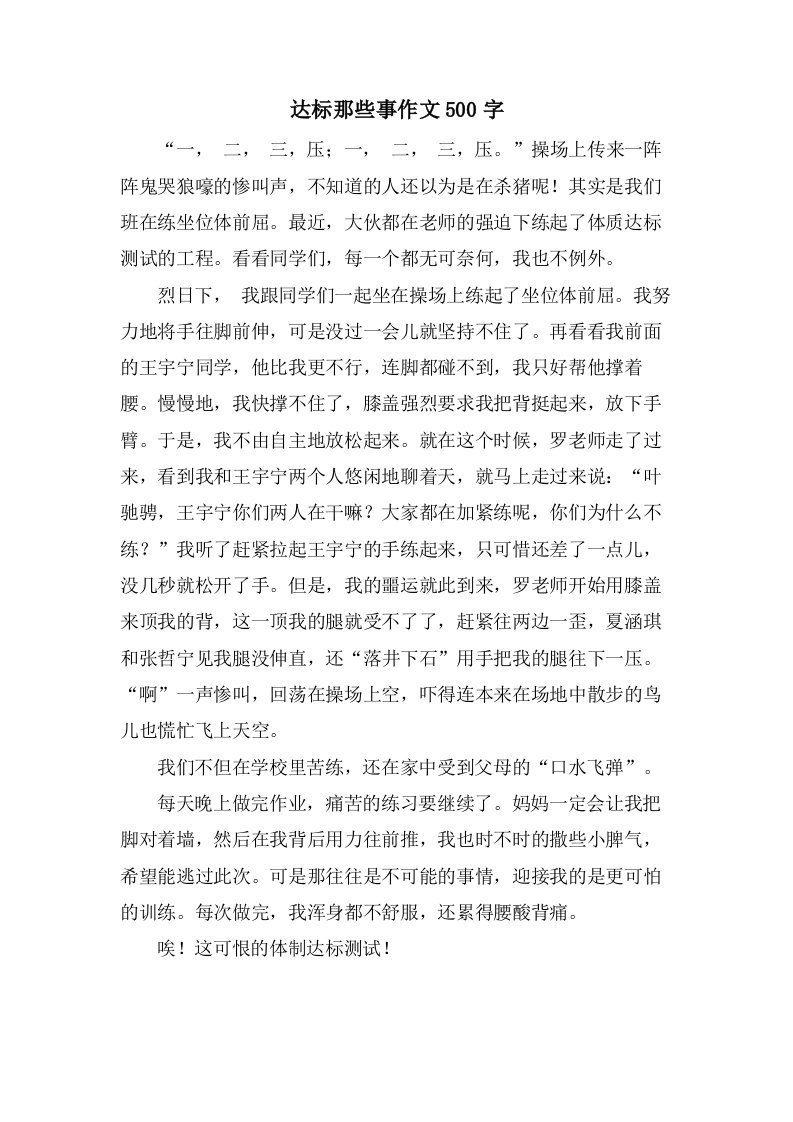 达标那些事作文500字