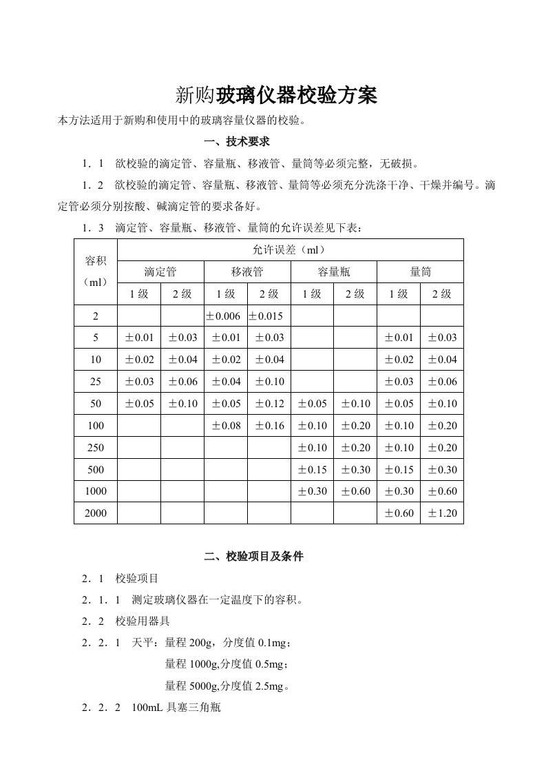 玻璃仪器校验方法