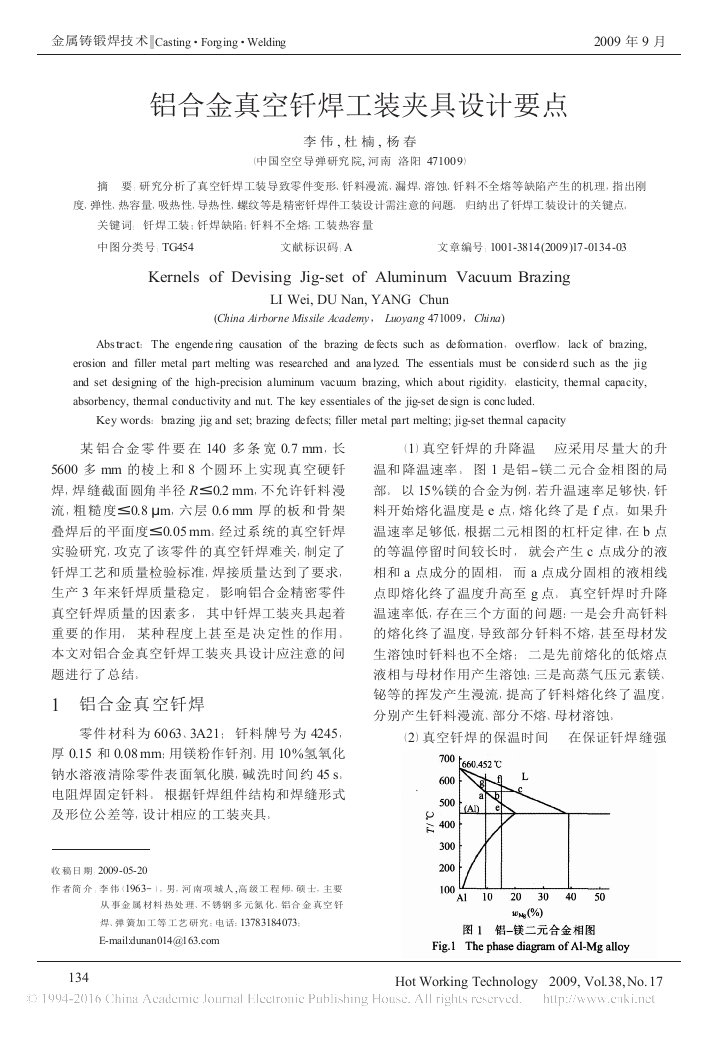 铝合金真空钎焊工装夹具设计要点