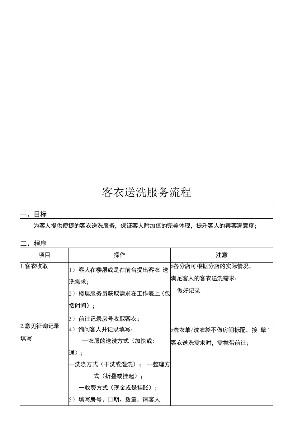 全国快捷连锁酒店使用前厅房务前台SOP操作手册资料（HK-SOP-018）客衣送洗服务流程