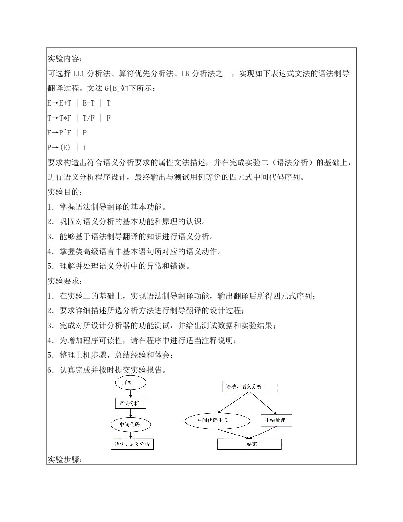 语义分析与中间代码生成