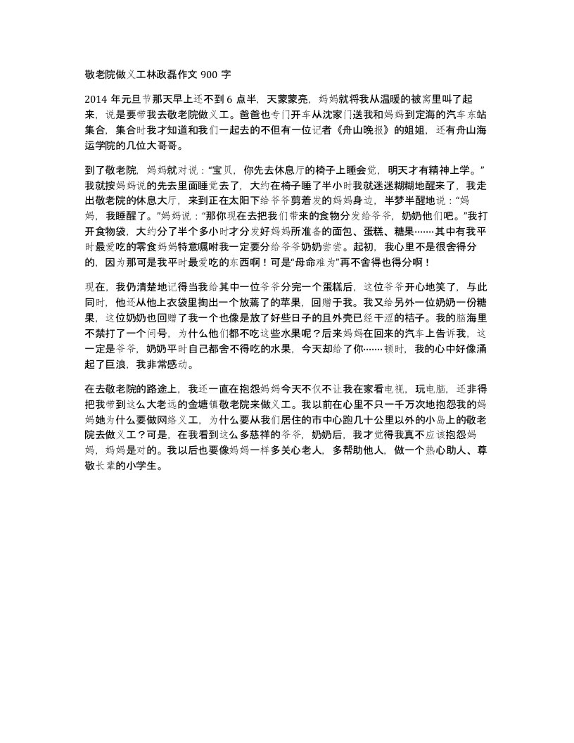 敬老院做义工林政磊作文900字