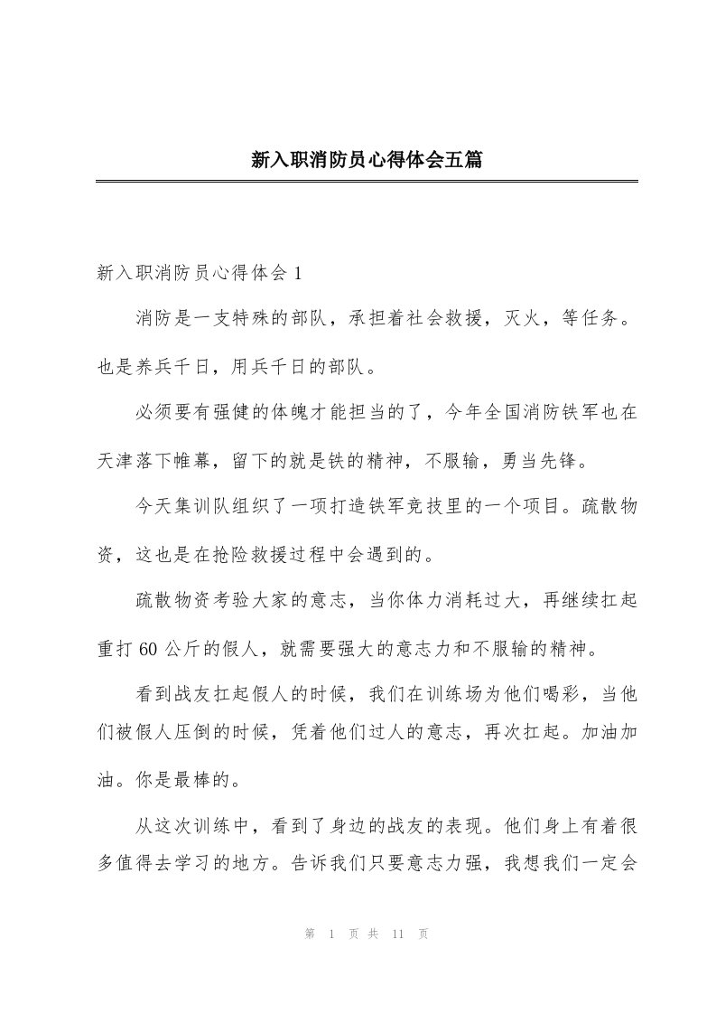 新入职消防员心得体会五篇