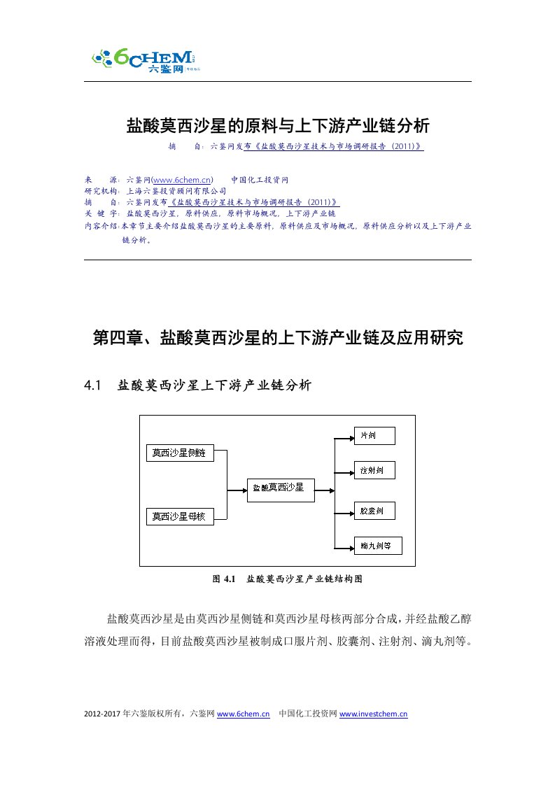 盐酸莫西沙星的原料与上下游产业链分析